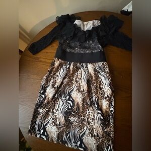 Elegant Black and Animal Print Dress